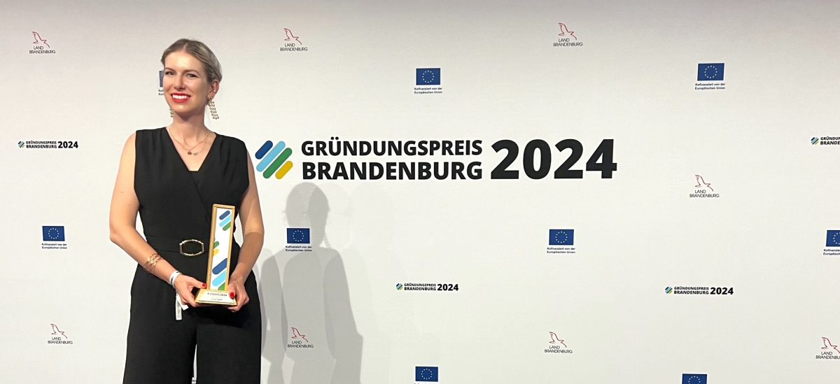 Gründungspreis Brandenburg 2024: In der Kategorie Existenzgründerinnen wurde Lucie Töpfer, Geschäftsführerin der pyropower GmbH Cottbus, ausgezeichnet.